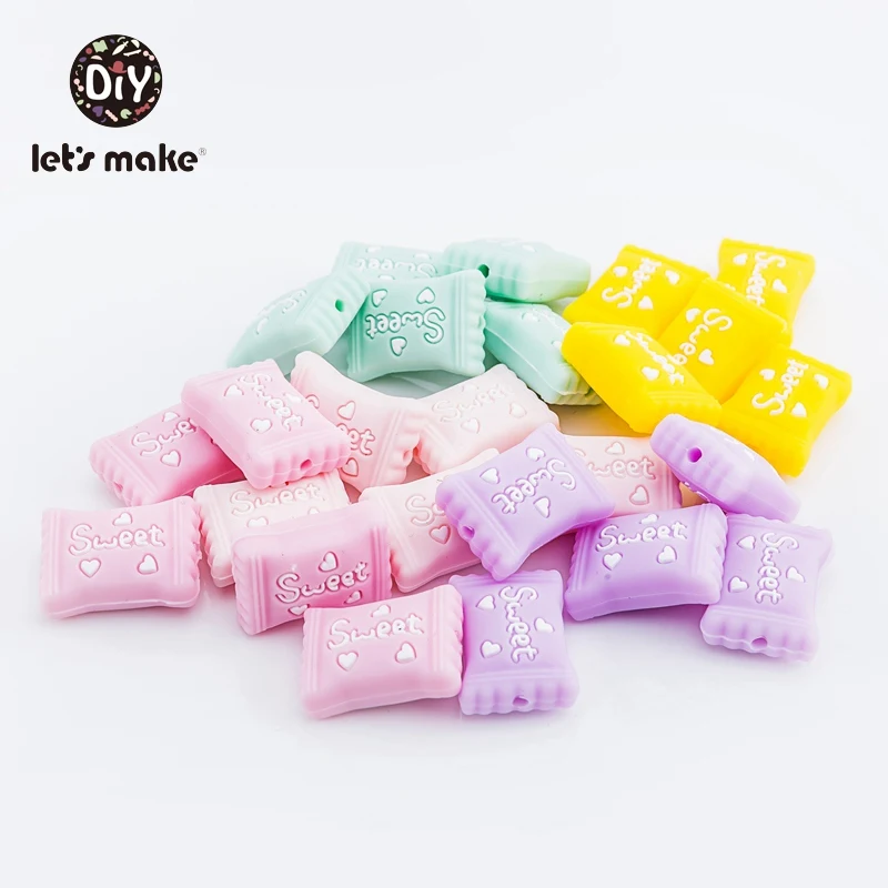 

Silicone Beads Baby Teether DIY Accessories Teething Necklace Candy Shape Food Grade Silicone Teethers Candy Color Let's Make