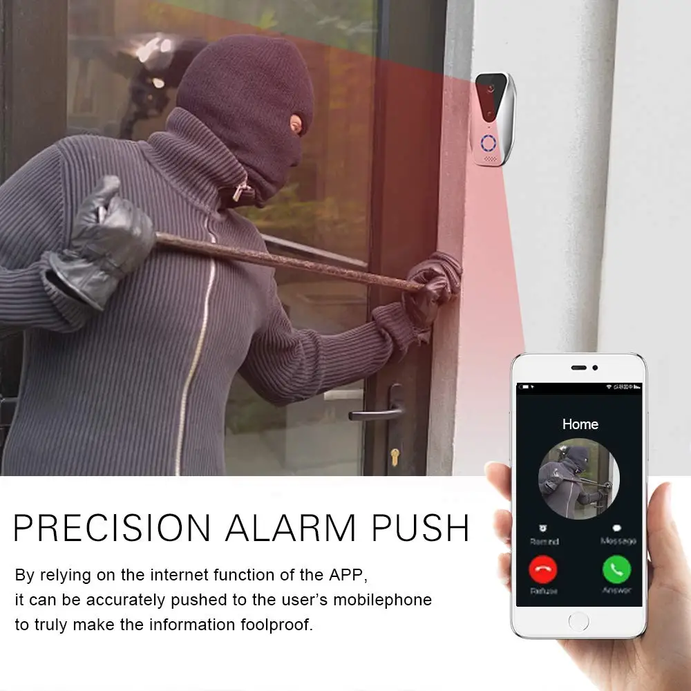 Wifi видео дверной звонок беспроводной Визуальный дверной звонок с детектором Pir 720 P Hd камера ночного видения запись двухсторонний аудио домофон