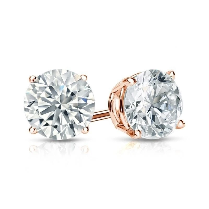 14 k Rose Gold 4 корзины контакт круглые серьги гвоздики с бриллиантами 1 25 карат tw (G H