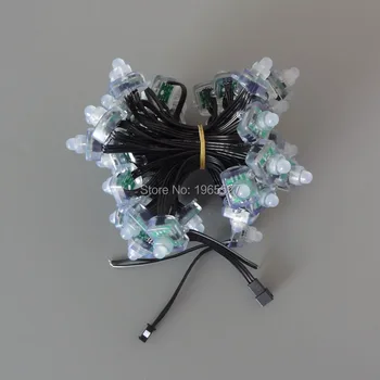 

18AWG 100pcs/set square 5V SM16703 led pixel module light,addressable RGB full color smart node;all BLACK wire,waterproof IP68