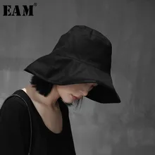 [EAM] модные Универсальные одноцветные круглые повседневные парусиновые шляпы в японском стиле унисекс Y888