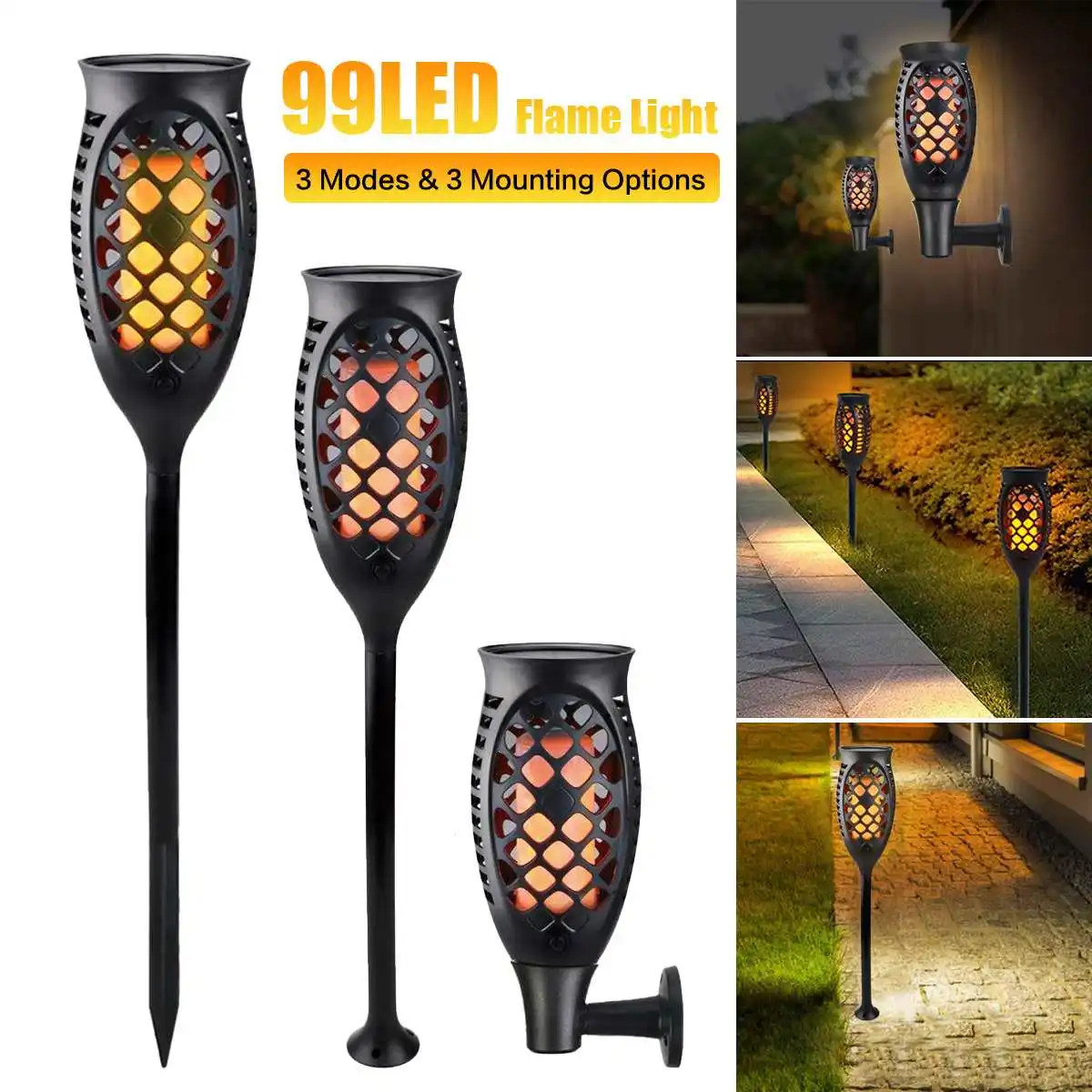 

99 LED Waterproof Solar Torch Flame Light Outdoor Garden Light Solar Flame Flickering Lawn Lamp Festival Christmas Decor 3 Mode
