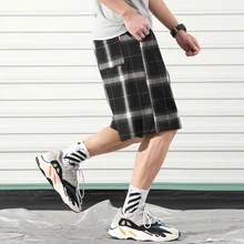 Летние мужские повседневные мужские свободные трусы с квадтратным принтом шаровары хлопковые мужские шорты для бега мужские пляжные брендовые шорты