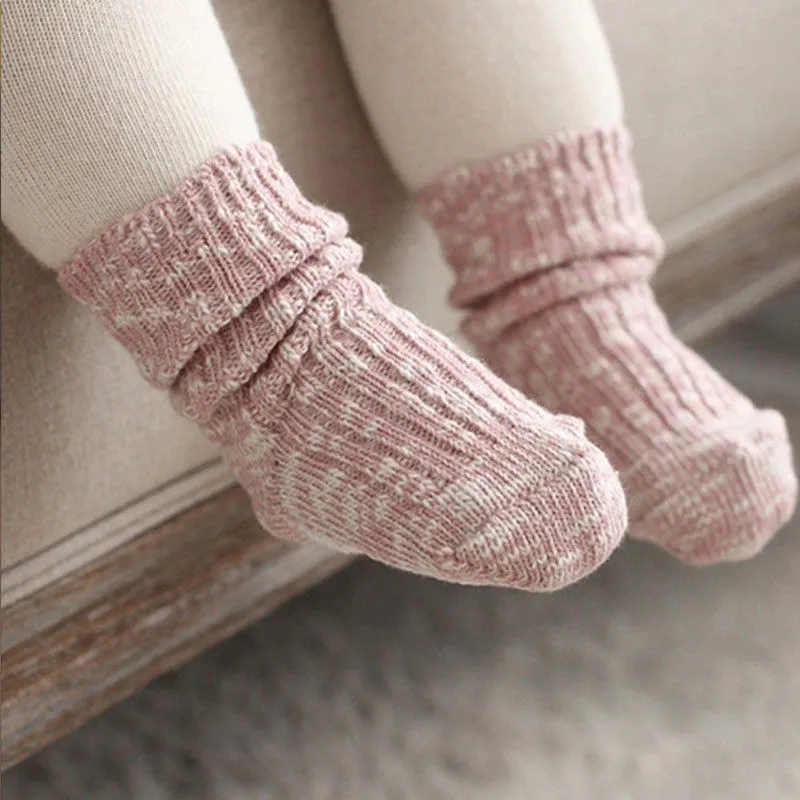 Теплые носки для маленьких мальчиков и девочек на осень и зиму сплошной цвет дышащий хлопок противоскользящие носки унисекс мягкие носки для От 0 до 4 лет