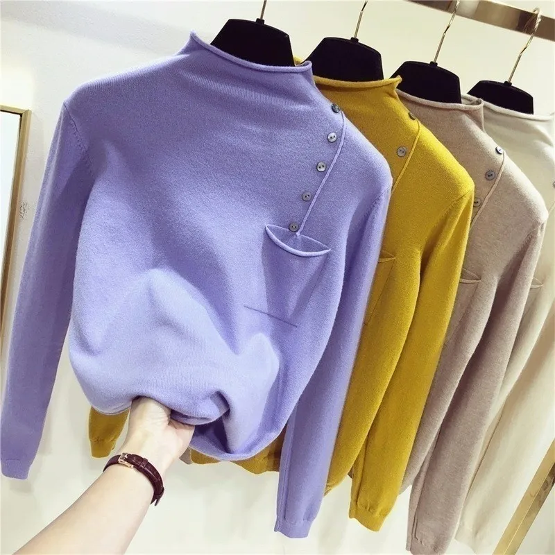 Цена Водолазка с длинным рукавом, вязаный свитер для женщин, топы с коротким рукавом, 5 цветов, Новое поступление 2019