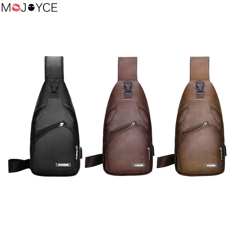 Винтажные Сумки на плече груди для мужчин зарядка через USB сумки мессенджеры из