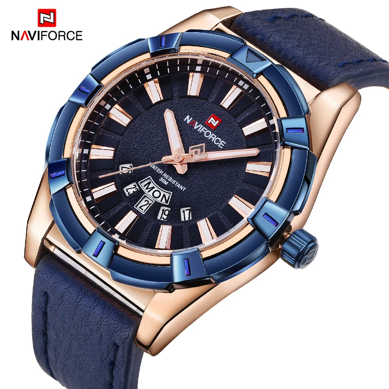 

NAVIFORCE Top Brand Men Sports Watches Fashion Waterproof Analog Quartz Wrist Watch Leather Strap Clock Male Relogio Masculino