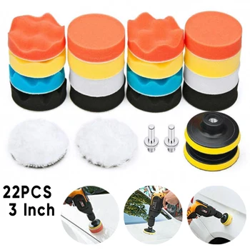 

22x 3inch Sponge Foam Buffing Polishing Pad Kit For Car Polisher Drill Accessory