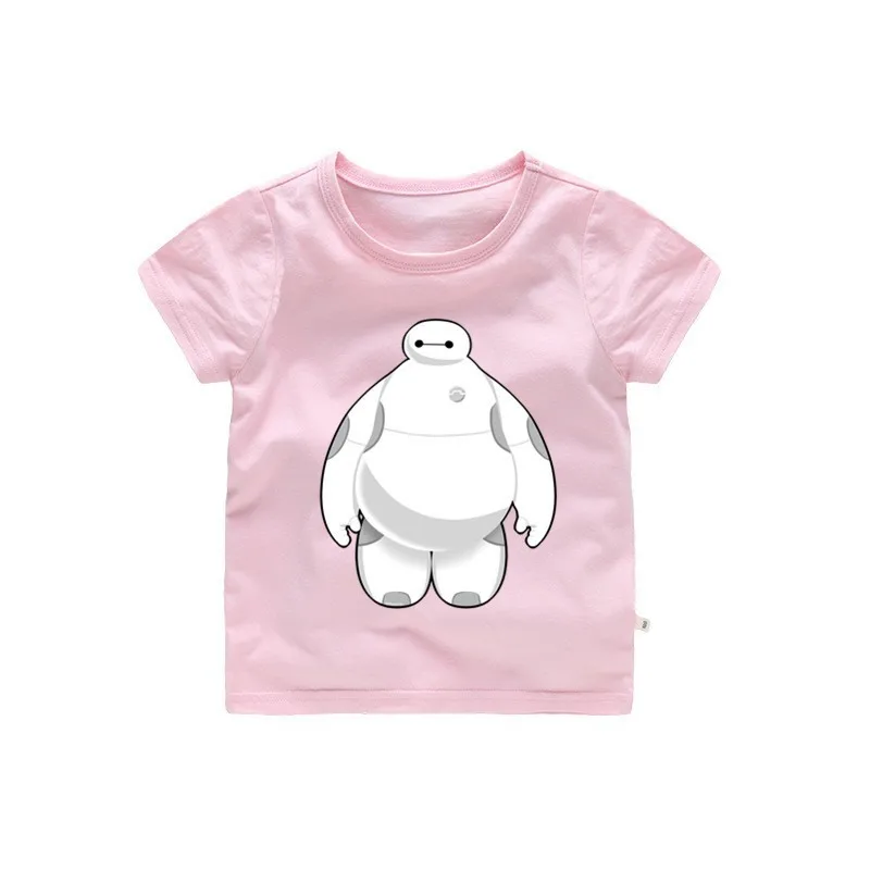 От 2 до 12 лет новая футболка с круглым вырезом для маленьких девочек Baymax хлопковая