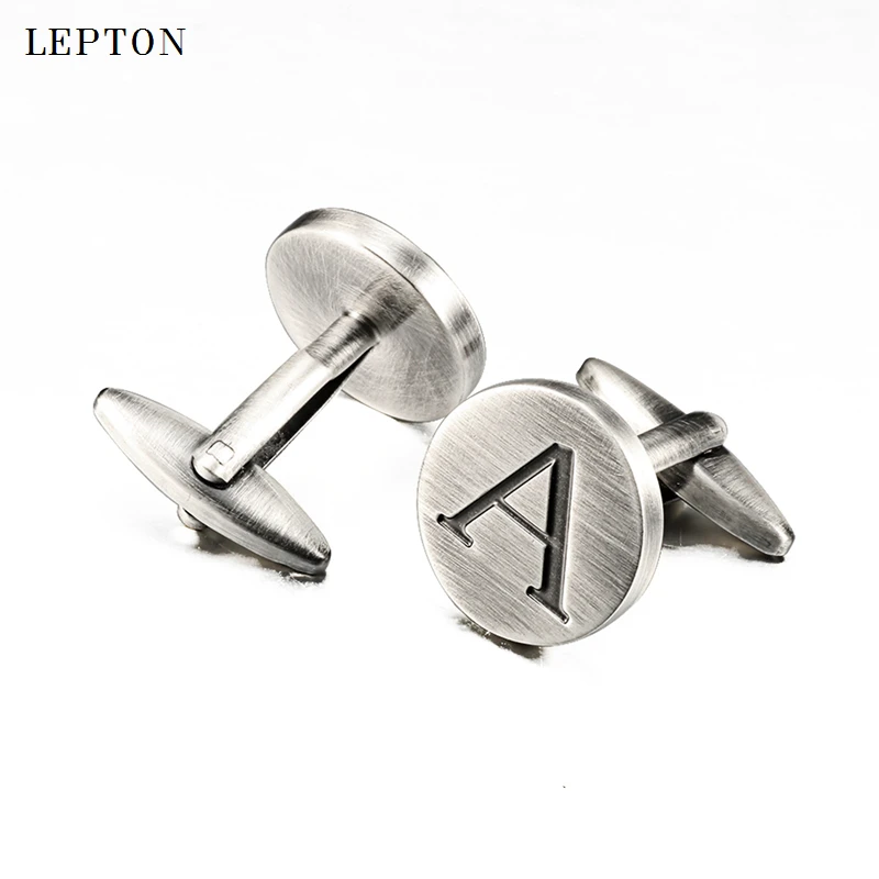 Lepton Letters of an alphabet A Cufflinks For Mens Classic Antique Silver Plated Letters A cuff links Men shirt cuffs Cufflink