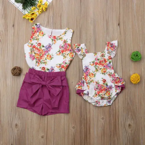 

Kids Infant Baby Girls Clothes Sets Playsuit Sleeveless Tops Bodysuit Jumpsuit Shorts Casual Outfit Cothing Girl 0-5T