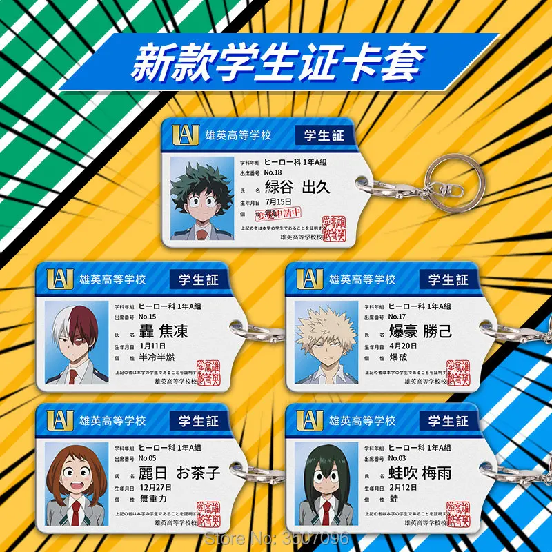 

Japan Anime My Hero Academia Akademia Bakugou Katsuki Acrylic Cards Holder Keychain Bag's Pendant Cosplay Xmas Gifts