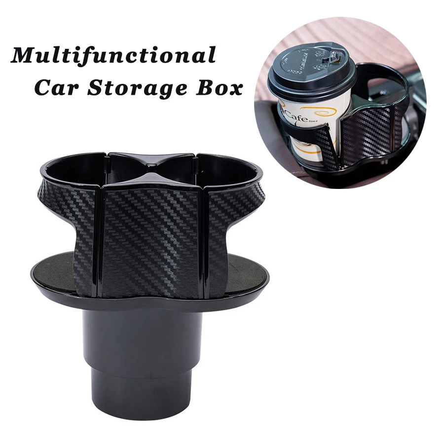 

Car Cup Holder Drinking Bottle Holder Multifunctional Car Storage Box Color Carbon fiber pattern Stowing Tidying