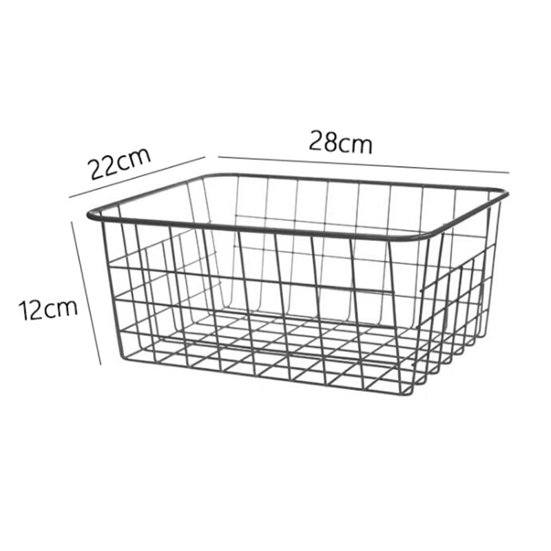 سلك معدني سلة التخزين مقابض الايداع قفص المنزل مكتب المطبخ 28*22*12 سنتيمتر