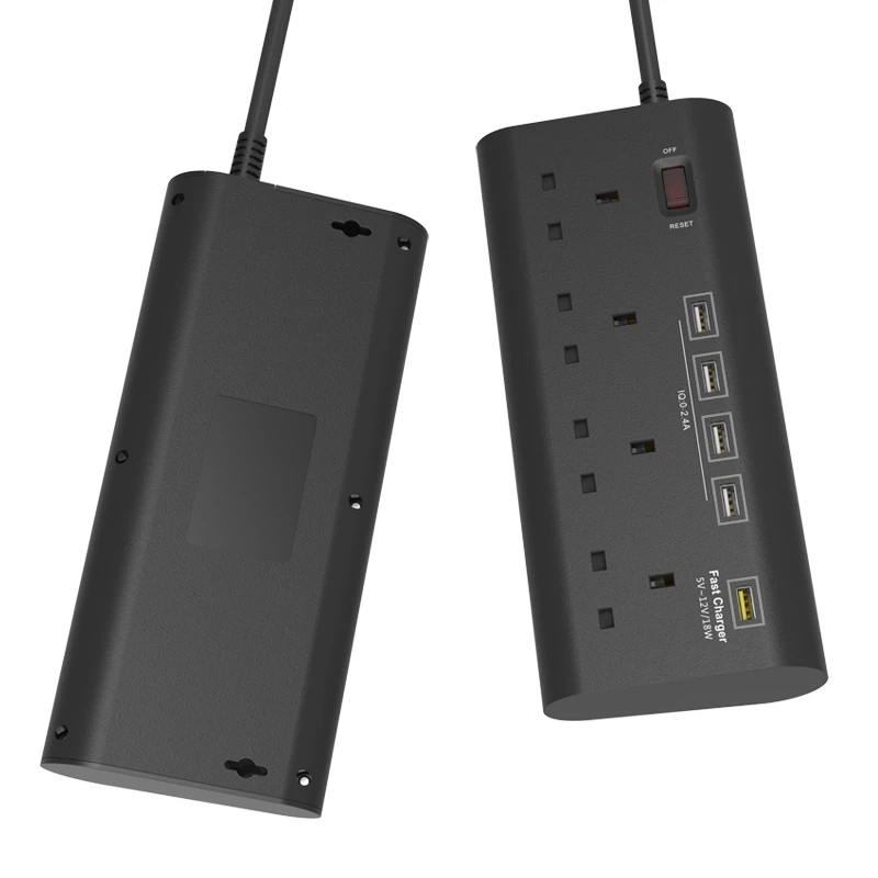 CLAITE 5V 2.4A штепсельная вилка Великобритании 4 розетка с переключателем 5 usb портов