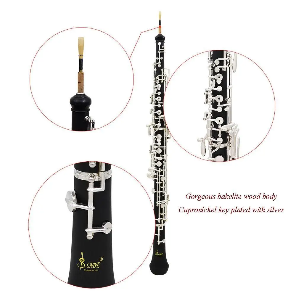 Профессиональный oboe C Ключ Мельхиор покрытый 620g/21,9 oz Серебряный деревянный черный музыкальный инструмент