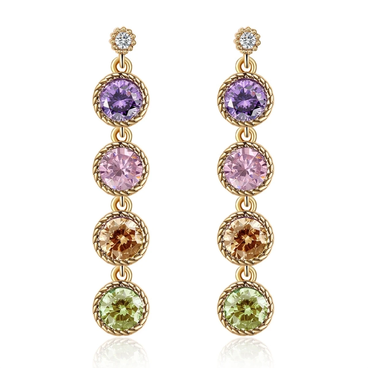 Women's Cubic Zircon Multicolor Champagne Gold-colored Plated Drop Dangle Earring 1.7&quot | Украшения и аксессуары