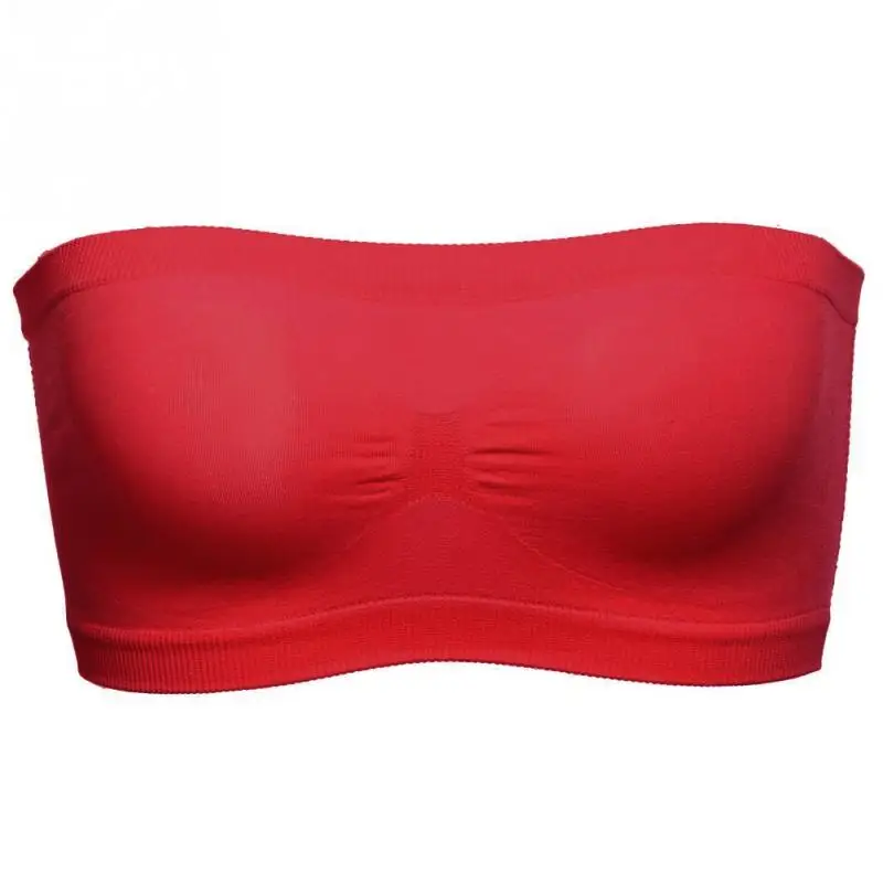 

2019 Women Basic Bra Top Stretch Solid Color Strapless Breathable Seamless Women Tube Tops