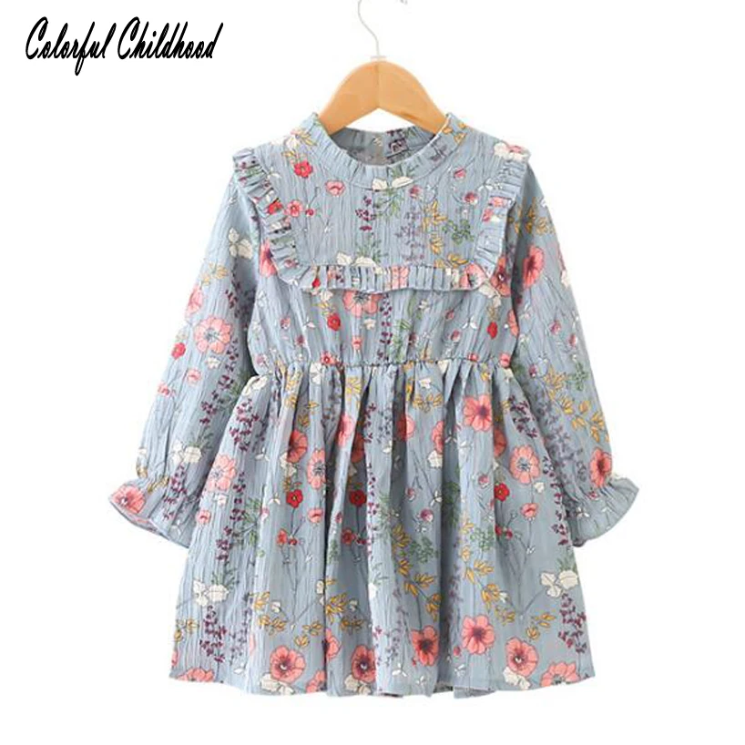 

Sweet chiffon floral long sleeve dress for girls clothing autumn kids dresses toddler party wedding costumes bebe vestidos