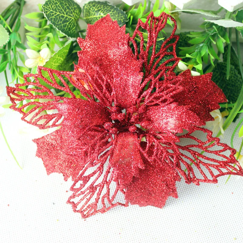 5 шт., искусственный цветок Санты, подвесные украшения для дома, сада, рождественской елки, вечерние украшения на День святого Валентина