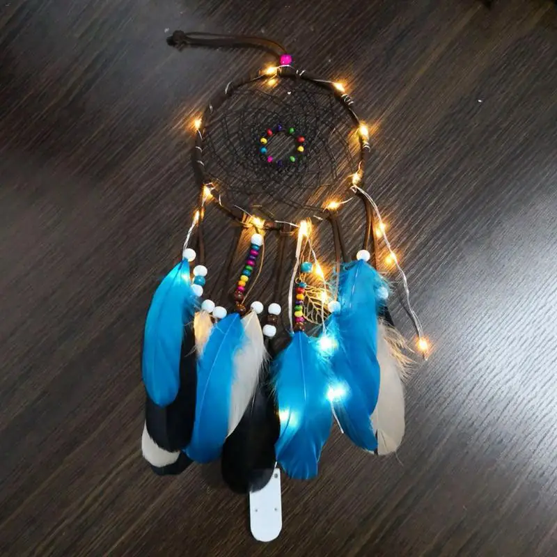 

Creative Wind Chimes Handmade Dream Catcher Dark Green Dreamcatcher Innovative Home Simple Ornaments with Light