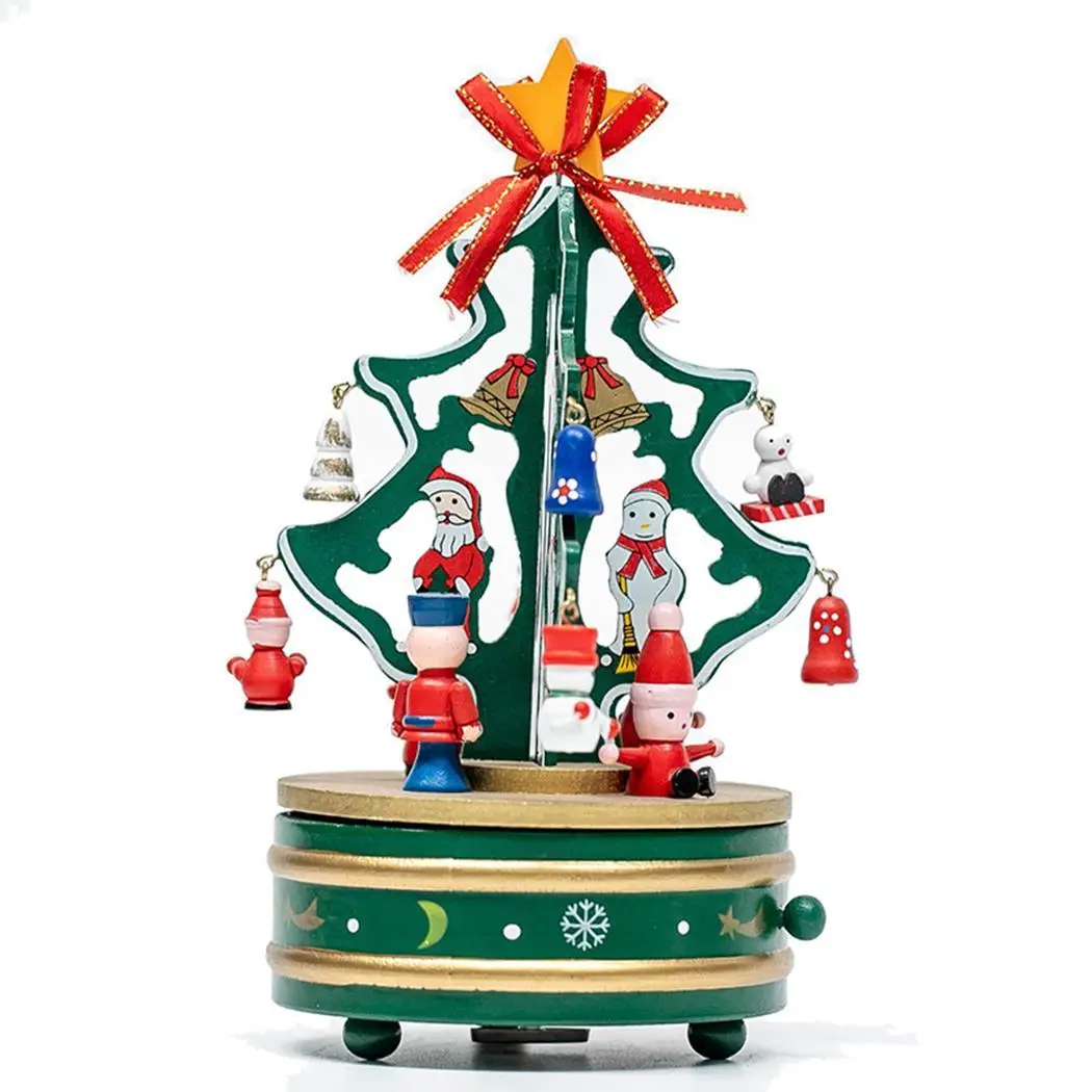 

Rotating Music Christmas Trees Carousel Music Box Gift Clockwork 310g Christmas, Unisex Party Home Decoration