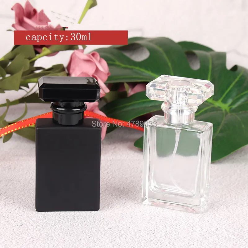 

Free Shipping 5/10pcs 30ml Square Glass Perfume Bottle Atomizer Perfume Bottle Transparent/Black Spray Bottle High Quality