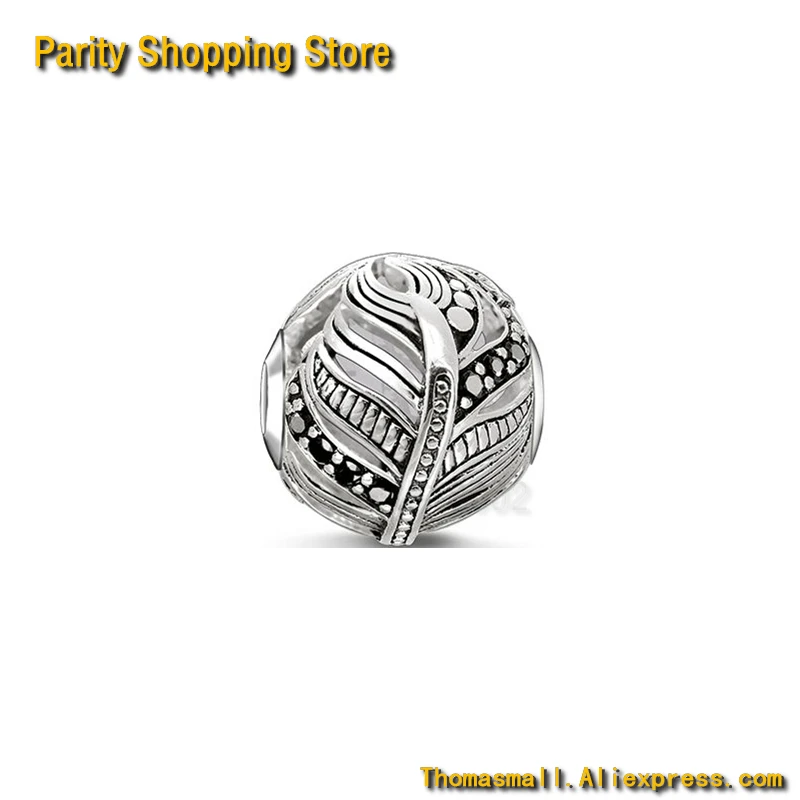 ThomasET1295 - &quotfeather&quot Bead new Ts Charm Gift Jewelry 925 Sterling silver fashion accessories | Украшения и аксессуары