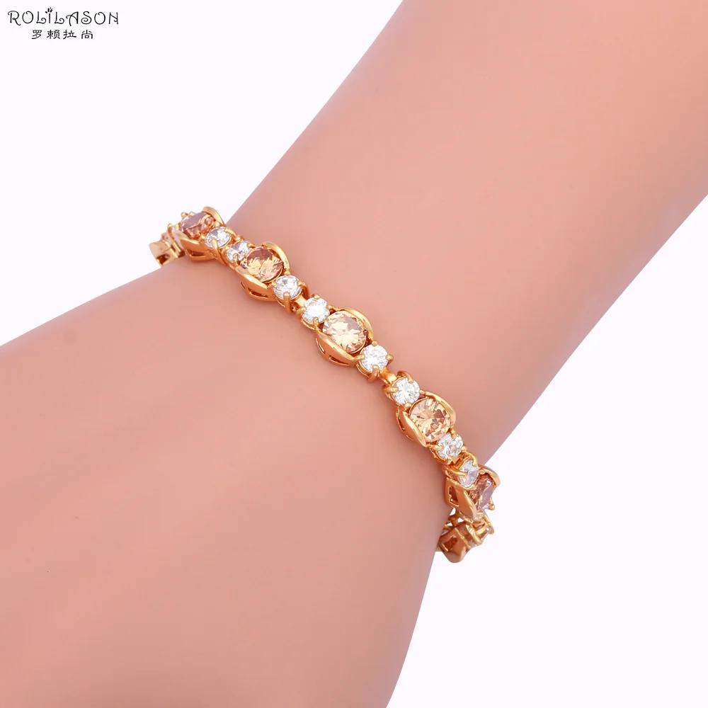 ROLILASON Очаровательная Стиль Aliexpress Высокое качество морганит Золотое шампанское