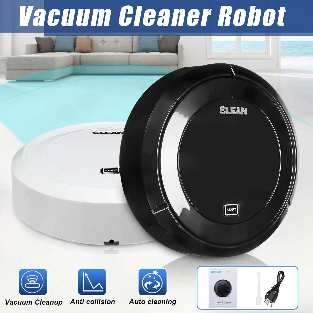 

Mini Full Smart Cleaning Robot Automatic Wireless Induction Household Floor Dirt Dust Hair Rechargeable Vacuum Cleaner Machine