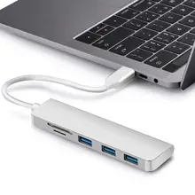 USB-C концентратора Тип-C до 3 Порты USB3.0 TF картридер OTG адаптер Splitter кабель для MacBook MateBook высокое качество USB-C концентратора