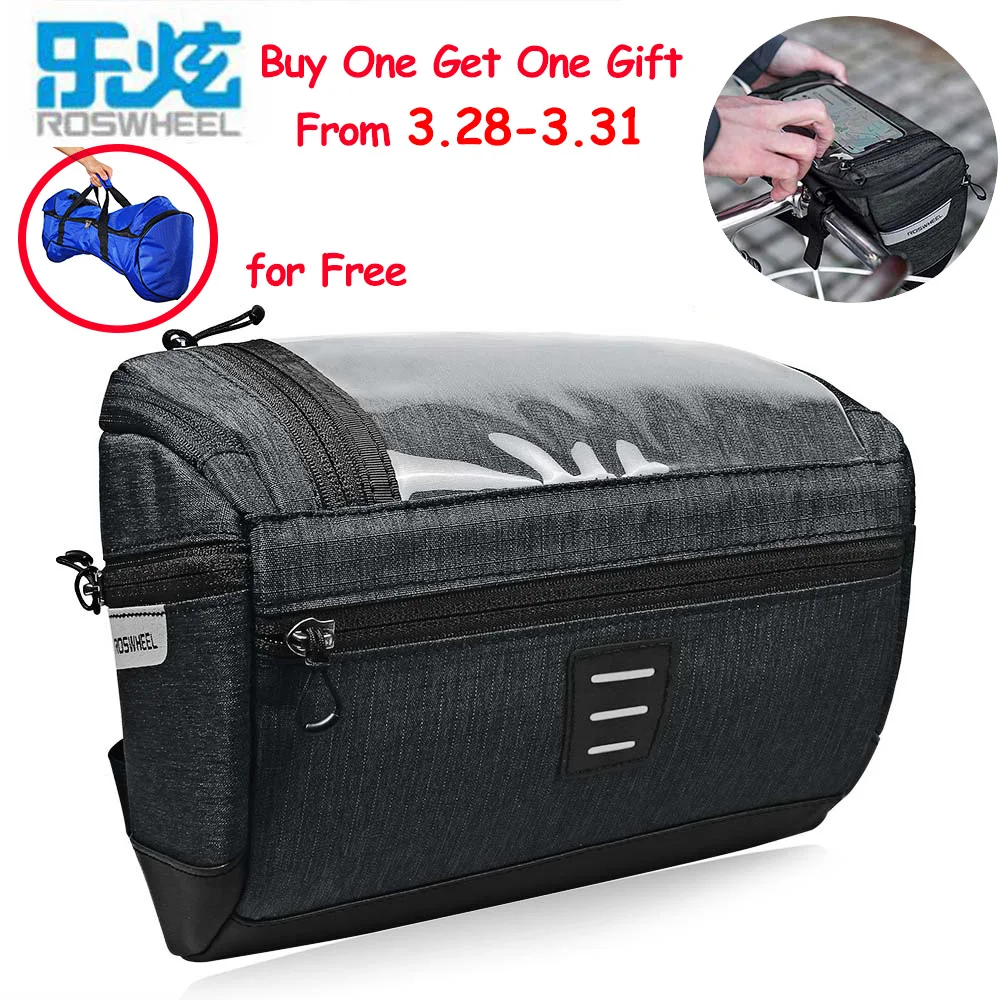ROSWHEEL 3L Capacity Bike Front Handlebar Bag Bicycle Basket 300D
