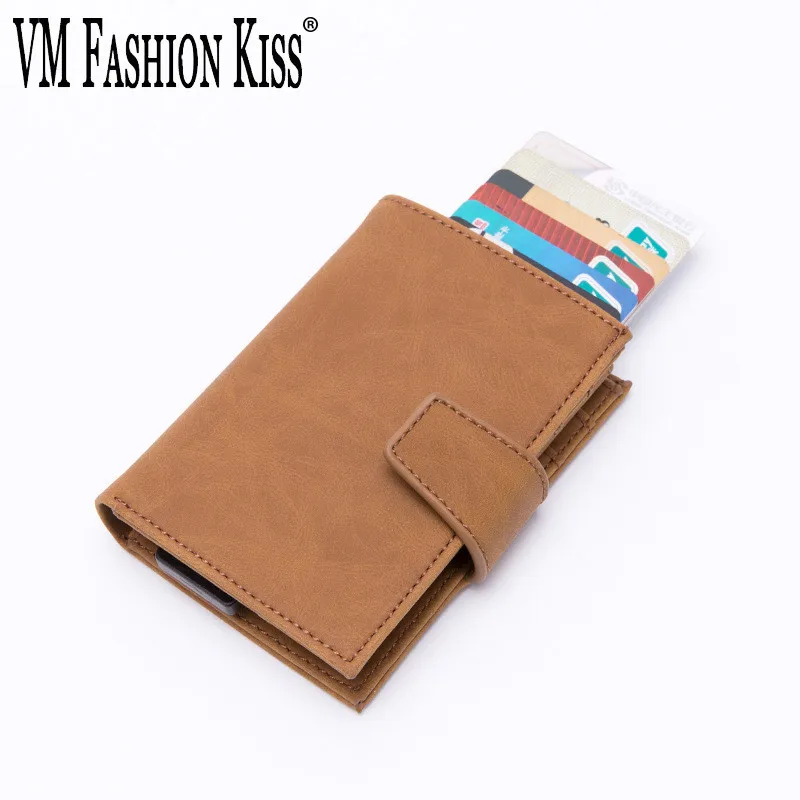 

VM FASHION KISS Credit Card Anti RFID Travel Wallet Business Id Card Holder Case Metal Minimalist Wallet Aluminium Box Purse