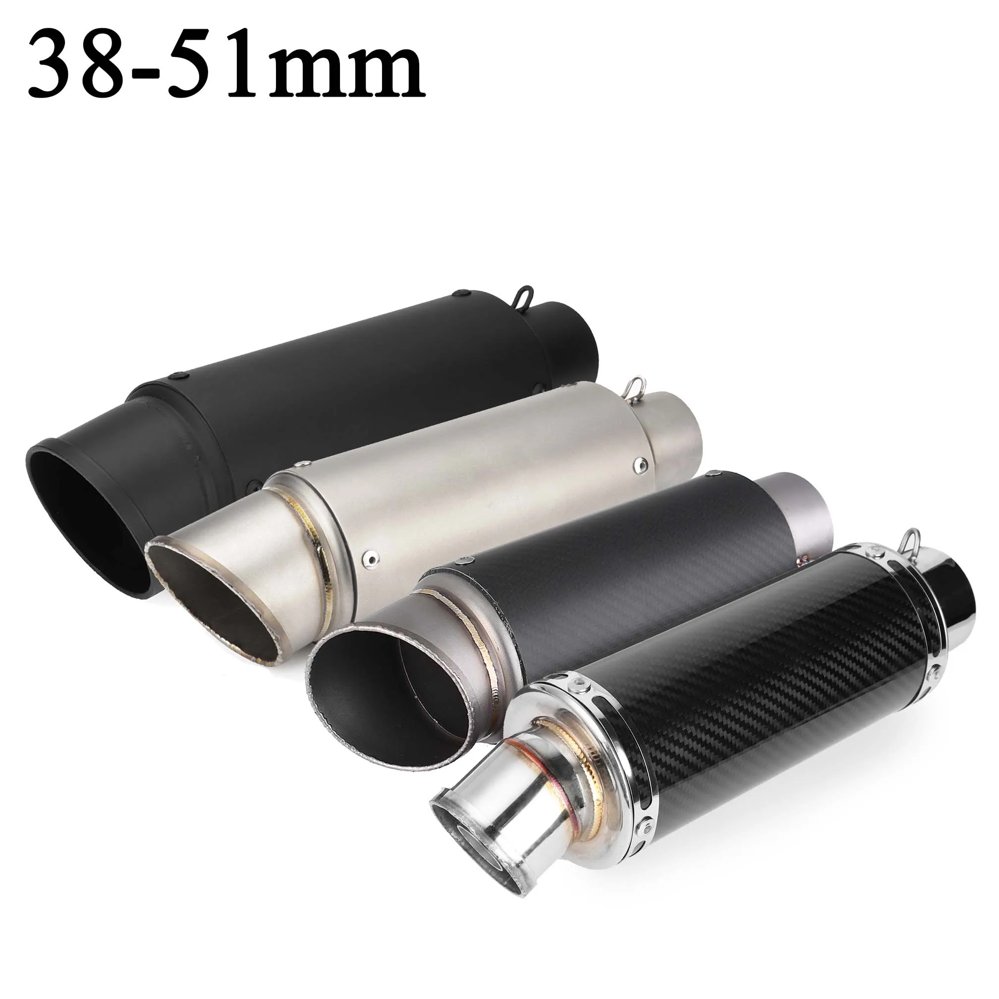 

Universal 1Set 38-51mm Motorcycle Exhaust Muffler Escape Slip On Pipe Fit Motorbike Scooter ATV Dirt Bike Carbon Stainless Steel