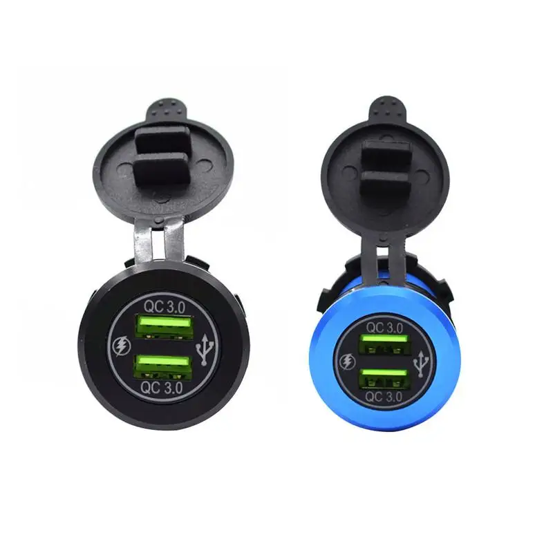 

Car Phone Charger Double USB Fast Charging Aluminum Alloy LED Display Portable Waterproof Dustproof Adapter Auto Accessories