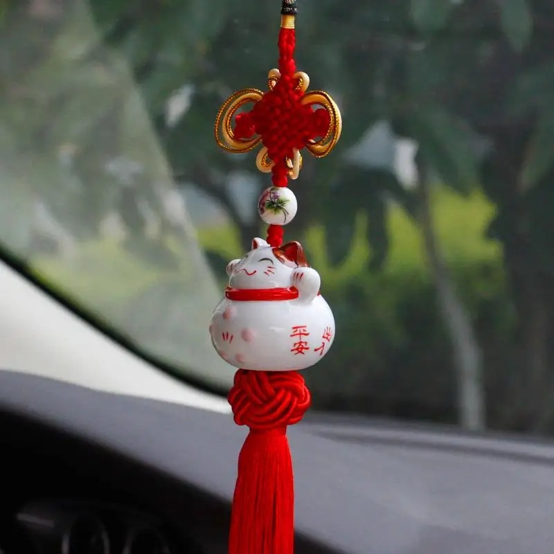 Car Pendant Cute Lucky Cat Safe Driving Blessing Hanging Ornament Auto Rearview Mirror Decoration | Автомобили и мотоциклы