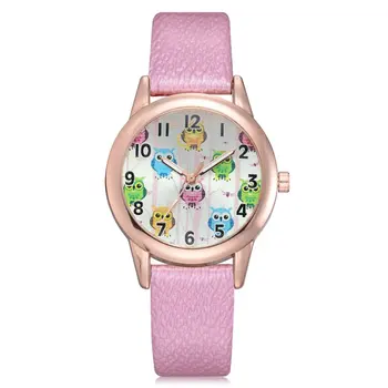 

Kawaii Cartoon Owl Pattern Rhinestone Women Leather Band Quartz Watch Female Wrist Watch Wristwatches Hour Watch Gift
