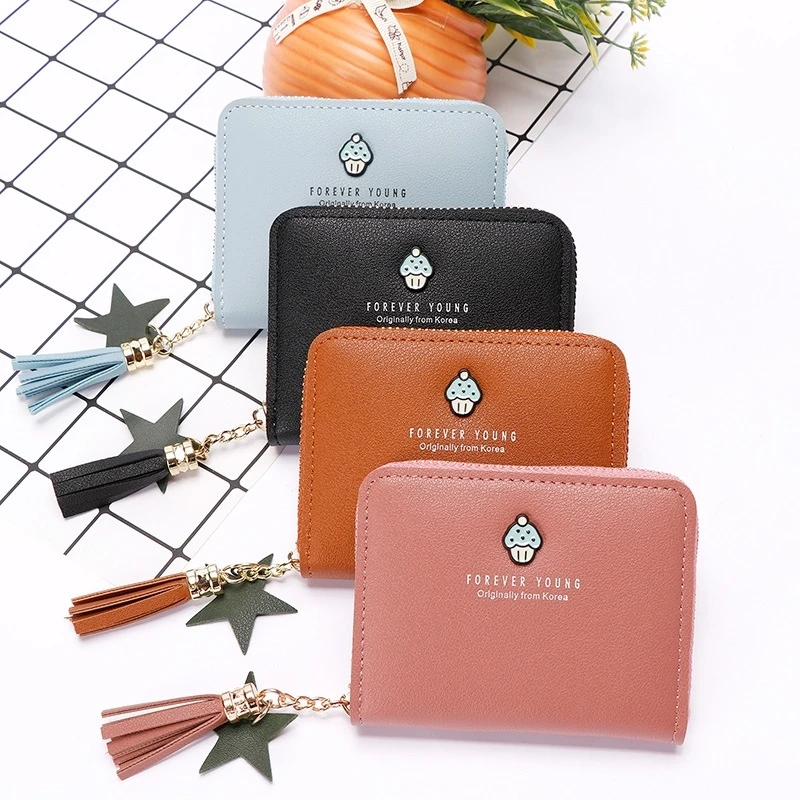 

Wallet Female Short Paragraph Wild Wallet Student Folding Card Package Mini Purse Korean Version Simple