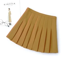 Новая женская Мини Однотонная юбка школьницы модная летняя плиссированная шикарная юбка с высокой талией розовая и коричневая короткая юбка в школьном стиле