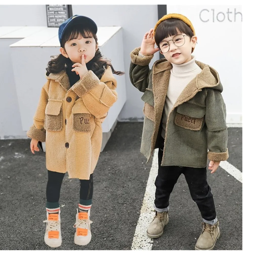 

Children's Garment Girls Boys Thickening Loose Coat Autumn And Winter New Pattern