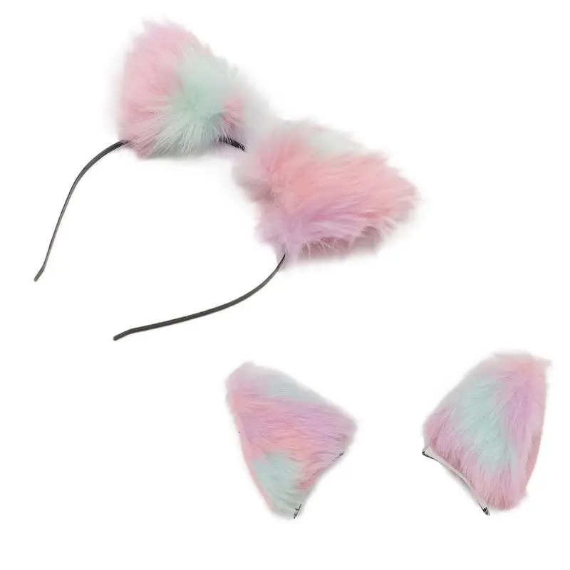 Girl Cute Cat Fox Ear Long Fur Hair Headband Colorful Plush Party Props Cosplay Costume | Дом и сад