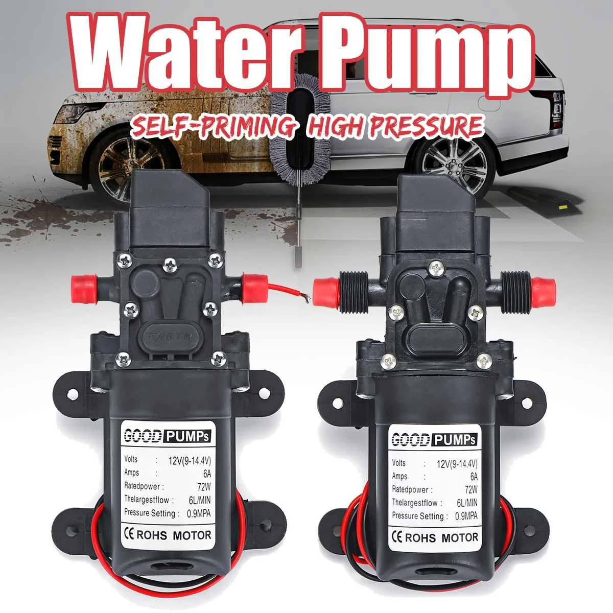 

70W 12V High Pressure Diaphragm Self-Priming Electric Car Wash Washer Pump Washing Mini Fish Tank Aquarium Water Pump