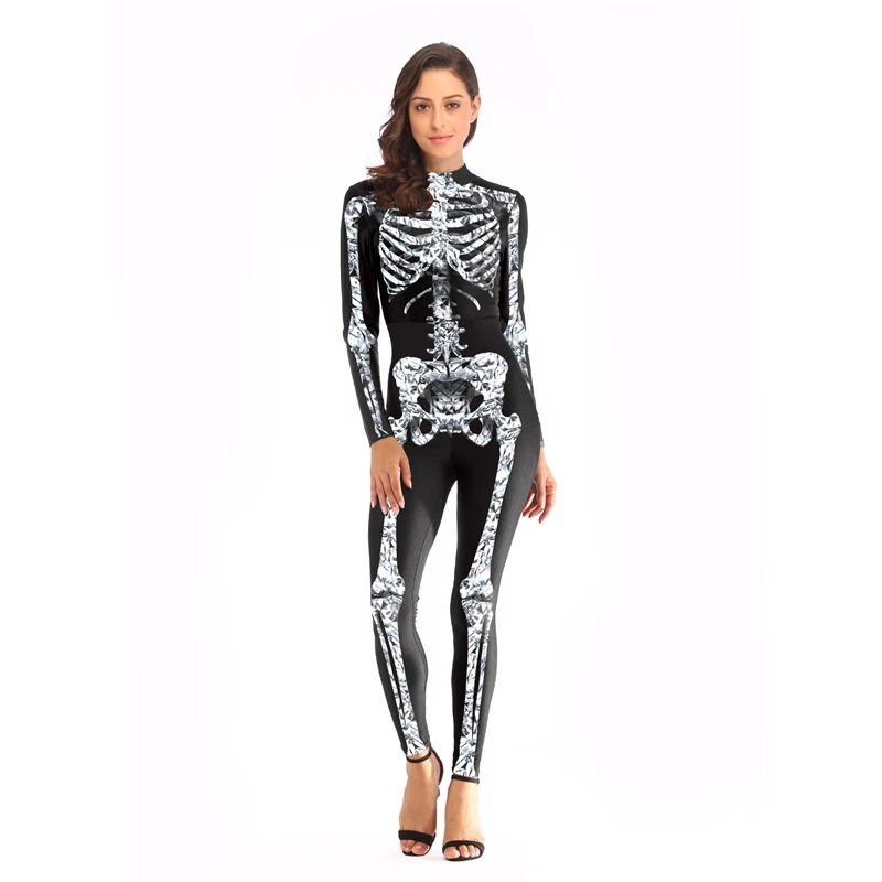 

Sexy Jumpsuit Women Cosutme Hot Game Adult Skeleton Cosplay Bodysuit