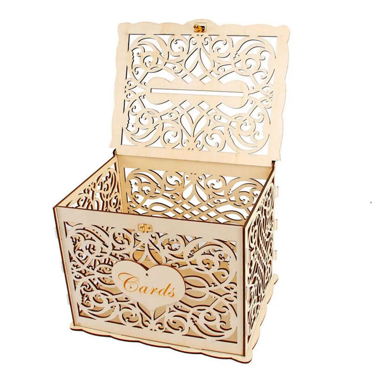 30x21 5x24cm Diy Wedding Gift Card Box Wooden Money Box With Lock
