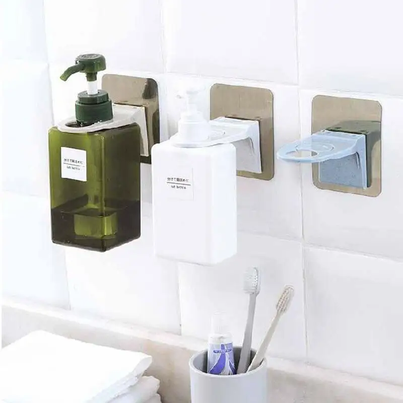 

Wall Mount Shampoo Storage Rack Uction Wall Hook Bathroom Shower gel Hook Kitchen Liquid Holder Multi-function Bottle Hanger