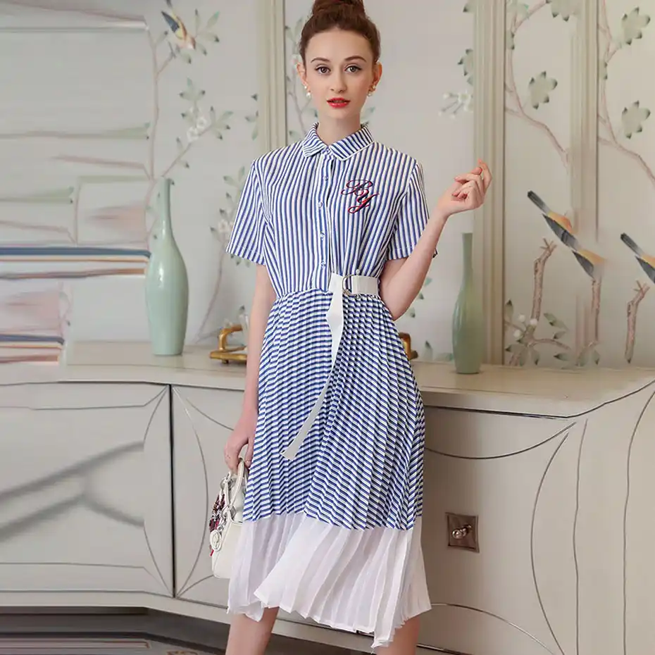 chiffon pleated swing dress