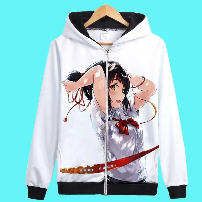  Men Women Hoodie for Anime Kimi no na wa Your Name Love Story Coat Unisex Zipper Hoodies Sweatshirt