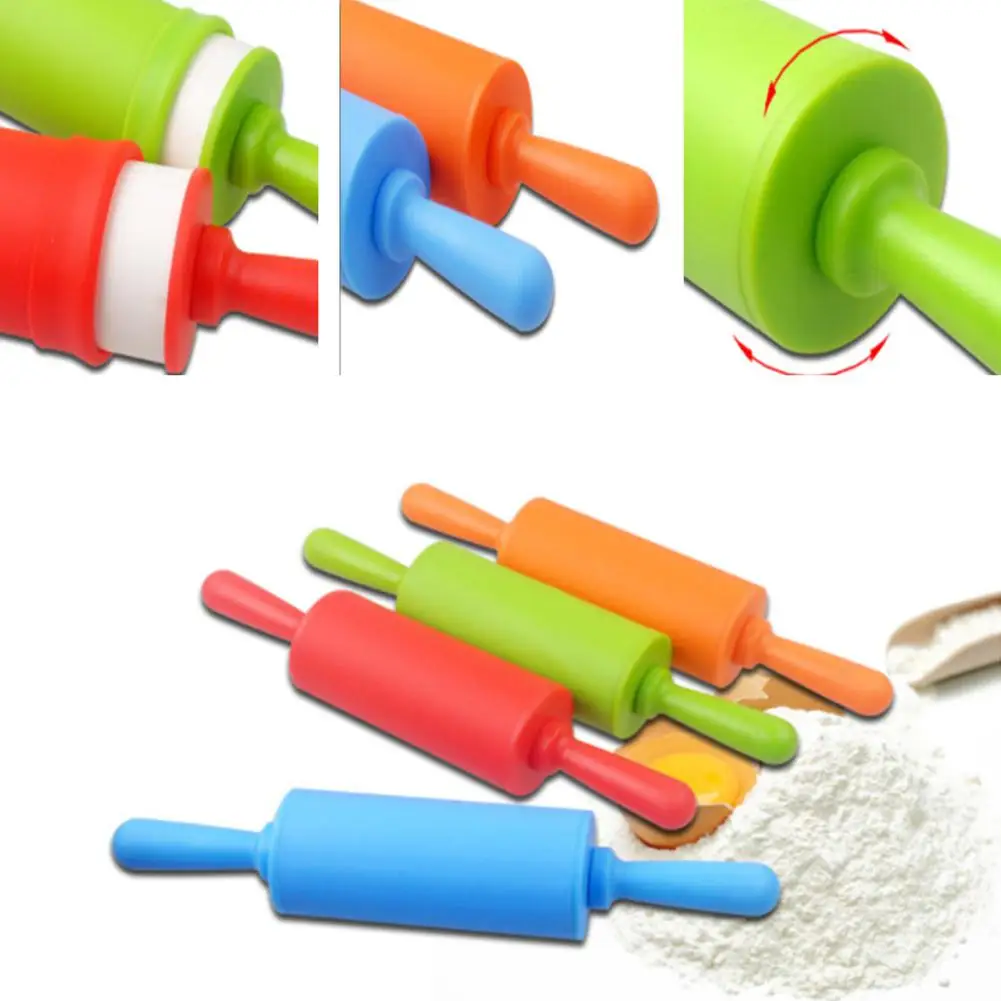 Adeeing 9Inches Kids Non stick Silicone Rolling Pin with PP Handlein
