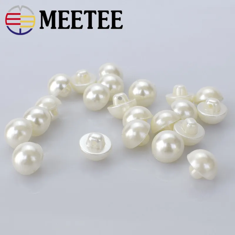 Meetee 50pcs 10/11/12mm Resin Imitation Pearl Mushroom Button Shirt Decorative Shank DIY Manual Sewing Accessories B3-1 | Дом и сад