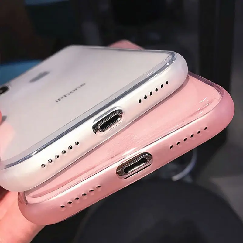 الملونة شفافة للصدمات إطار الهاتف حقيبة لهاتف أي فون X XS XR XS ماكس 8 7 6 6 S زائد لينة TPU حماية الغطاء الخلفي
